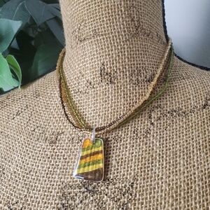 Vintage KC Multi Layer Beaded Necklace Earth Tone Beads